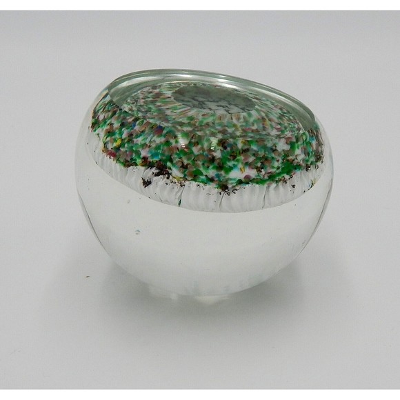 Millefiori Art Glass Paperweight Packed Cane Gold Green White 3 Inch - Picture 6 of 11